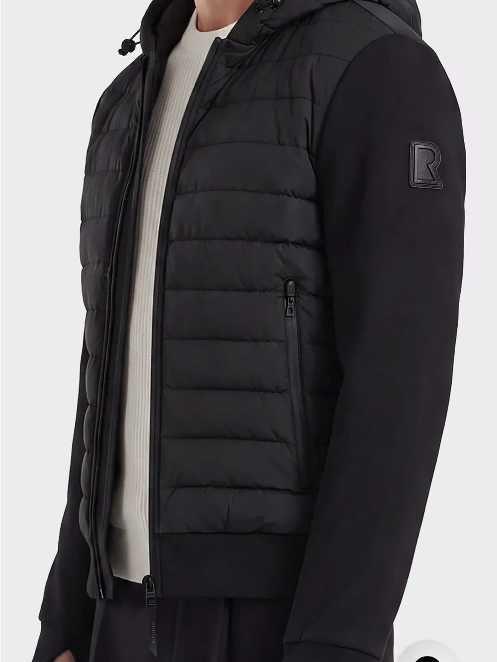 RUDSAK Men's Black Quilted Hooded Puffer Jacket